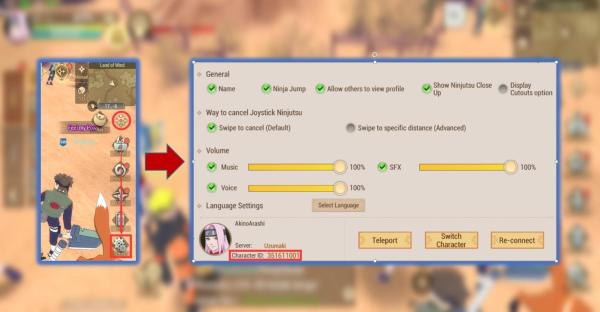 how to find naruto slugfest character id